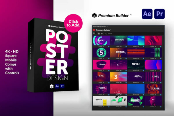 时尚潮流文字排版广告宣传海报包装动画预设AE+PR脚本素材 Videohive – Posters Pack V.7