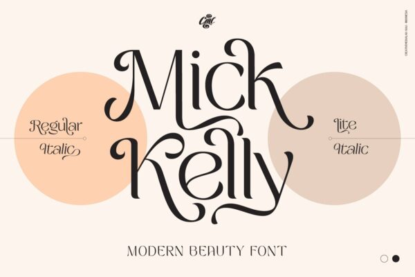 现代优雅品牌徽标Logo杂志标题衬线英文字体素材 Mick Kelly – Beauty Font