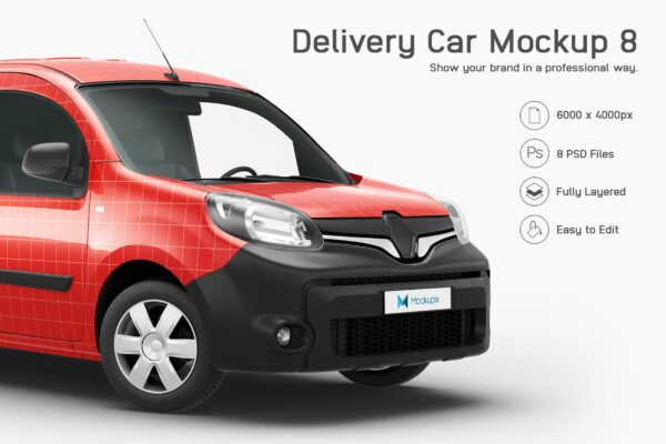 8个密封送货面包货车车身广告设计贴图样机模版 Delivery Car Mockup 8
