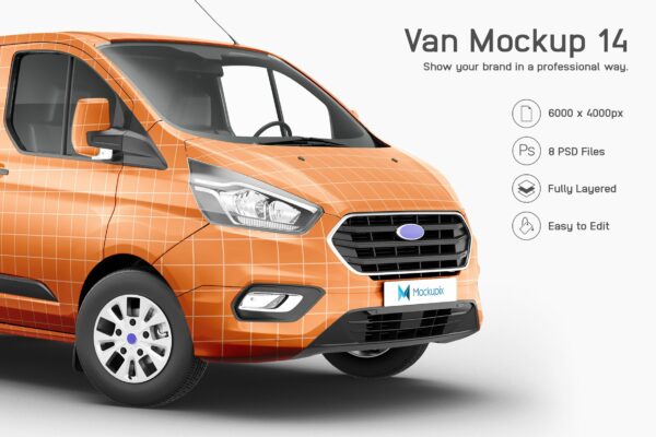 8个封闭面包货车车身广告设计展示样机模板 Van Mockup 14