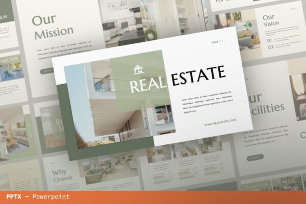 现代简约房地产创意图文排版演示文稿设计模板 Real Estate Creative Presentation Template