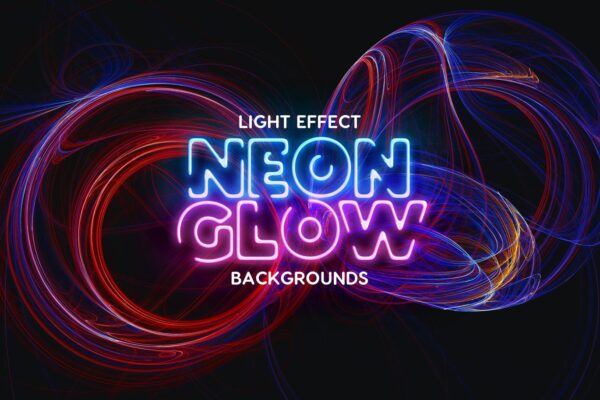 10款潮流抽象炫彩紫外线霓虹发光PNG透明背景图片素材 Neon Glow – Light Effect Backgrounds