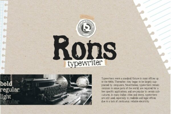 复古打印效果数字标点国际字形设计衬线英文字体素材 RONS – Typewriter