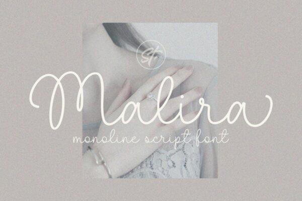 现代时尚海报徽标logo设计手写英文字体素材 Malira Monoline Font