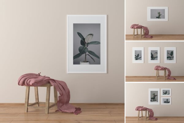 极简主义室内艺术品相片展示贴图相框样机模板 Minimalist Frame Mockups