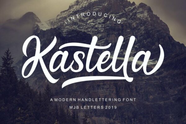 现代时尚杂志海报标题品牌logo设计手写英文字体 Kastella Script Font