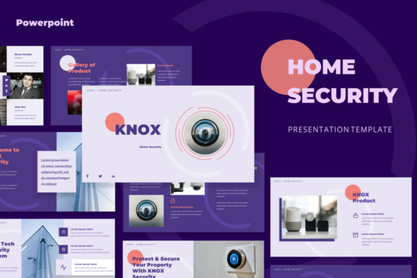 紫色系时尚家庭安全图文介绍演示文稿设计Keynote+ppt模板 Home Security Presentation Keynote+ppt Templates