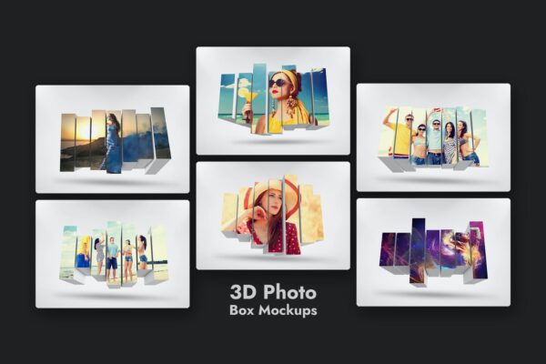 3D相框照片展示样机PSD模板素材 3D Photo Box Mockups Template V-8