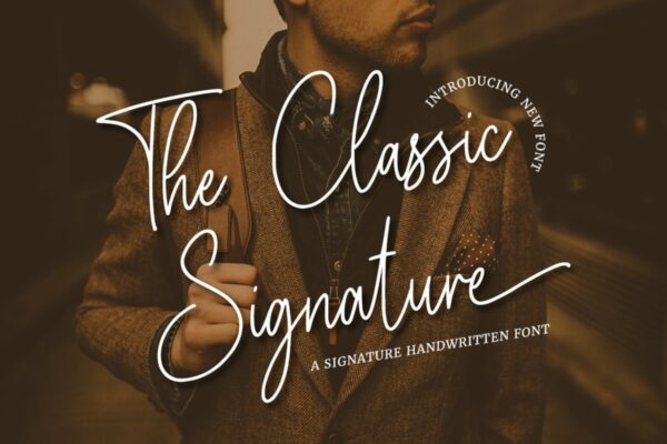 潮流复古品牌徽标设计签名手写字体 The Classic Signature