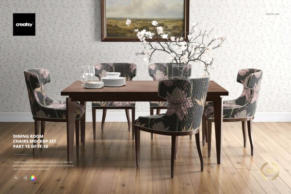 时尚室内餐厅椅子外观设计展示贴图样机模板合集 Dining Room Chair Mockup Set