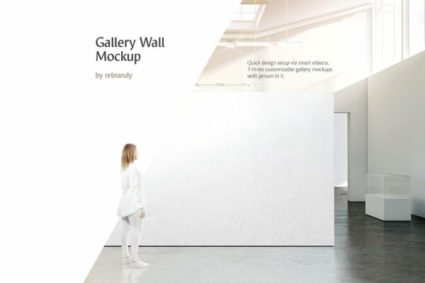 高质量展厅墙面展板画面设计PS贴图样机模板 Gallery Wall Mockup