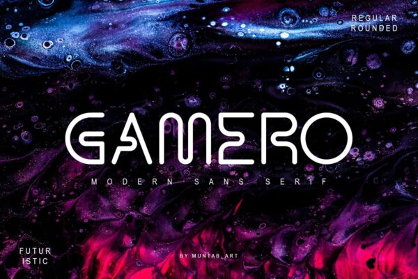潮流现代科幻未来宇宙科技海报Logo无衬线英文字体 Gamero Modern Sans