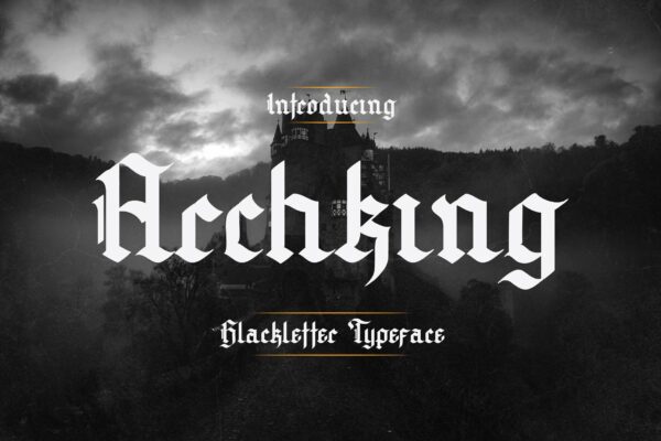 现代时尚哥特式海报标题品牌徽标Logo英文字体素材 Archking – Blackletter Typeface