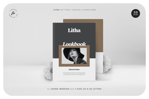 时尚服装设计作品集排版设计INDD画册模版 Litha Editorial Fashion Lookbook