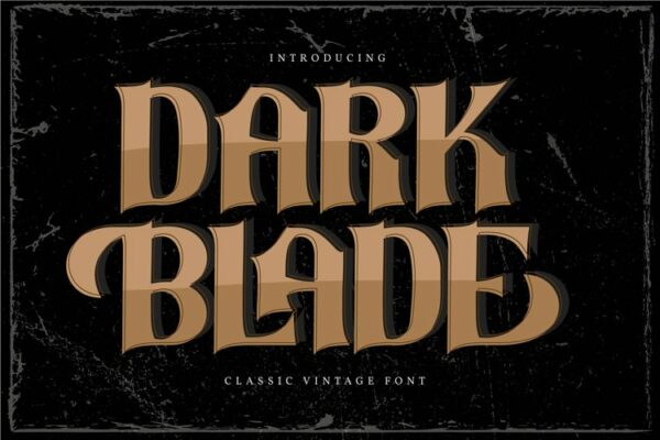 经典复古海报标题品牌徽标Logo设计衬线英文字体素材 Dark Blade Font