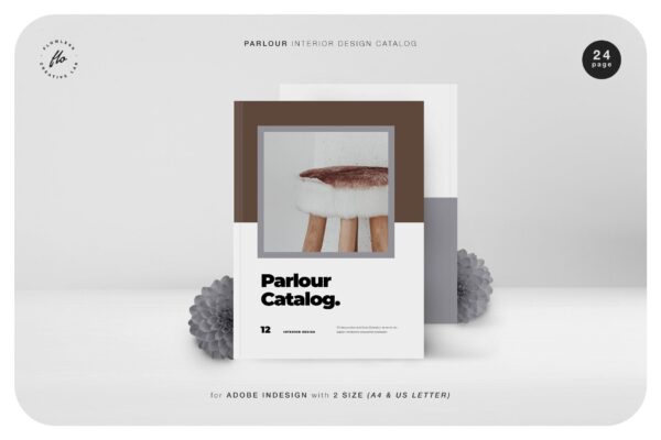 简约室内设计作品集杂志画册设计INDD模版素材 Parlour Interor Design Catalog