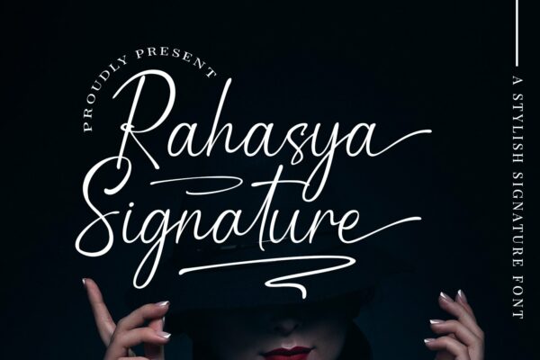 现代优雅品牌徽标Logo标题设计手写英文字体素材 Rahasya Signature Font