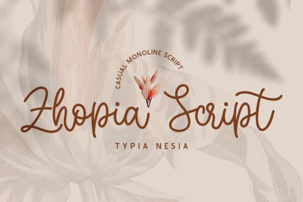 现代波西米亚风品牌Logo标题设计手写英文字体素材 Zhopia – Aesthetic Modern Bouncy Monoline Script