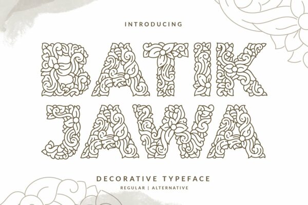 时尚海报标题徽标Logo设计装饰英文字体素材 Batik Jawa Font