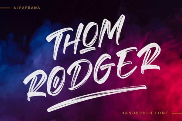 现代奢华品牌徽标Logo杂志海报标题设计手写毛笔笔触英文字体素材 Thom Rodger Font