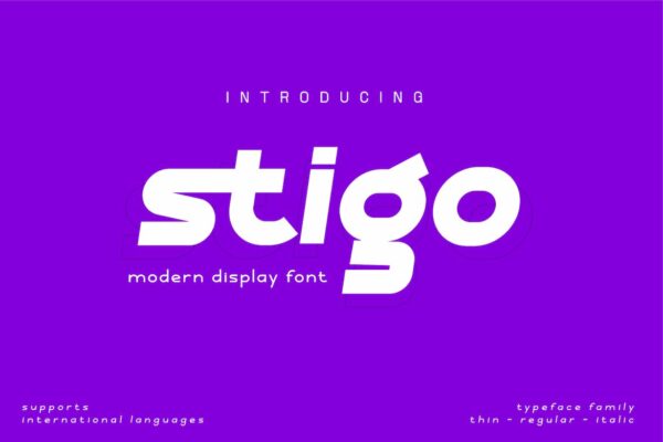 极简游戏海报标题徽标Logo设计无衬线英文字体 Stigo Font