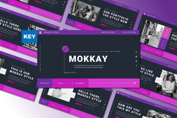潮流服装摄影作品集图文排版 Keynote设计模板 MOKKAY Keynote Template