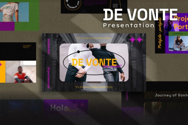潮流炫酷摄影作品集图文排版设计Keynote 模版 De Vonte Keynote Template