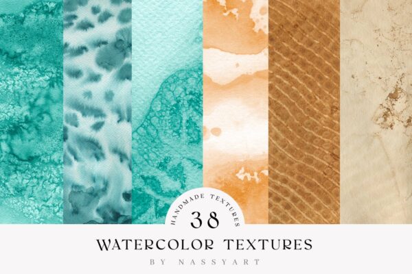 38个高清手绘水彩纹理海报设计背景图片素材 Watercolor Handmade Textures