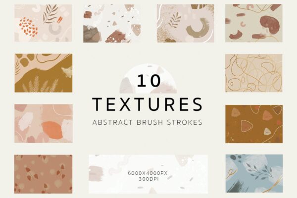 10个抽象柔和丙烯酸画笔纹理JPG图片素材 Brush Stroke Creative Textures