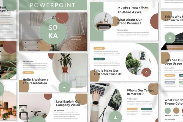 优雅简约业务介绍演示文稿设计模板 Soka – Brand Identity Powerpoint Template