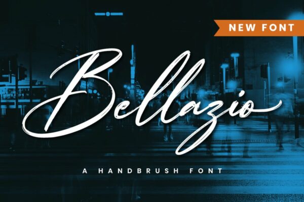 现代毛笔书法海报徽标Logo设计手写英文字体素材 Bellazio – A Handbrush Font