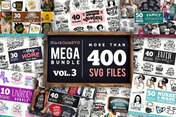 400款涂鸦手绘徽标Logo图案设计矢量素材合集 Mega Bundle 400 Designs Vol 3