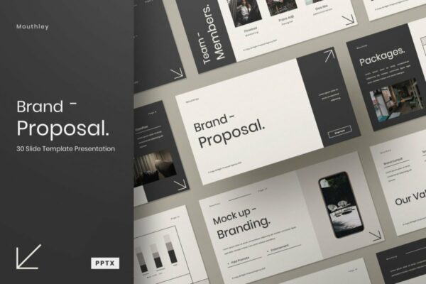现代创意品牌策划提案简报演示文稿设计ppt模板 MOUTLEY – Brand Proposal Powerpoint