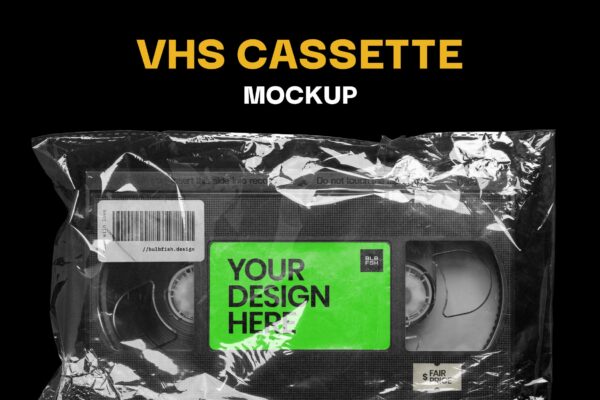 潮流复古磁带塑料包装袋样机模板 Video Cassette Mockup【第127期】