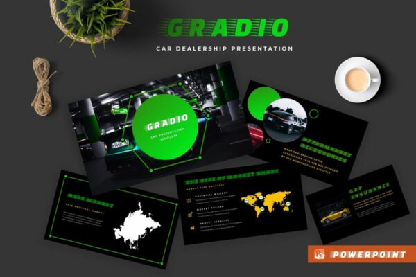 现代时尚黑色系汽车销售营销策划演示文稿设计模板 Gradio Car Dealership Powerpoint Presentation