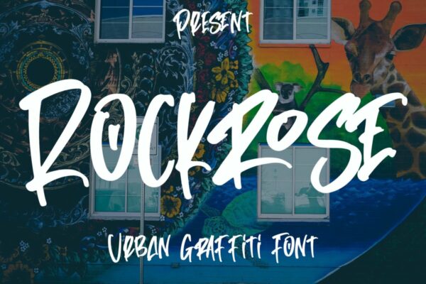时尚涂鸦风格品牌目录设计手写英文字体素材 Rockrose – Urban Graffiti Font