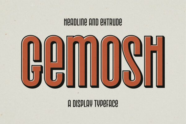 复古标题标牌包装设计无衬线英文字体素材 Gemosh – Headline and Extrude