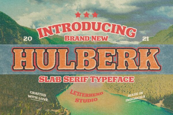怀旧徽标杂志标签设计衬线英文字体 Hulberk – a Nostalgic Slab Serif