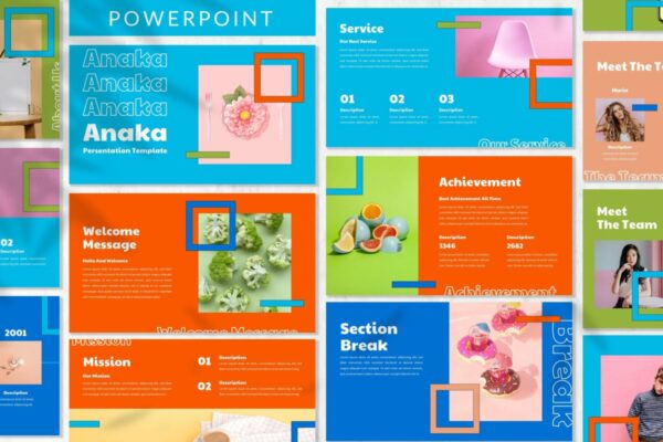 时尚炫彩多用途品牌营销策划演示文稿设计ppt模板 Anaka – Colorful Powerpoint Template