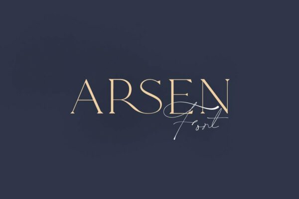现代优雅杂志海报标题徽标Logo衬线英文字体素材 Arsen Font Duo