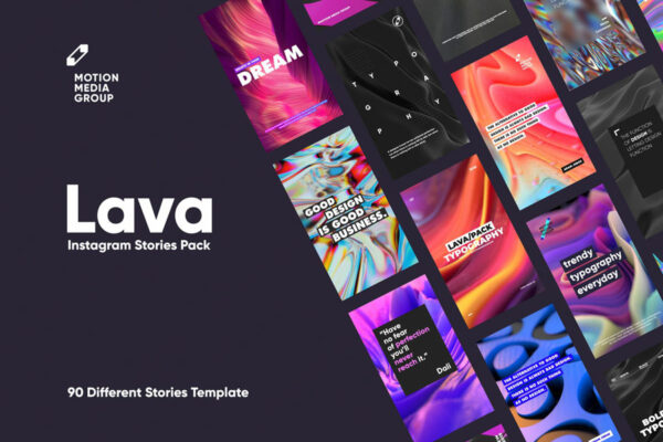90款抽象熔岩背景风格品牌故事推广社交媒体设计模板素材包 Lava Stories 【第34期】
