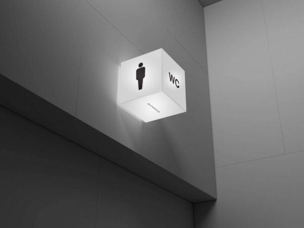方形立体灯箱标牌指示牌样机模板素材 Acrylic Cube Lightbox Mockup