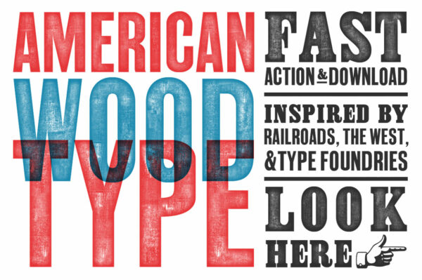 复古19世纪美国木刻字体效果PS设计素材套装 Retro Supply – American Wood Type