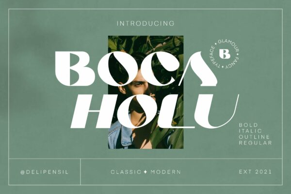 优雅时尚逆反差酸性粗体海报标题Logo英文字体素材 Boca Holu – Elegant Serif Typeface