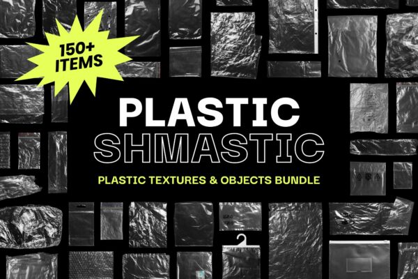 153款潮流高清透明塑料袋胶带贴纸背景PNG免抠图片素材 Plastic Shmastic – Objects Bundle