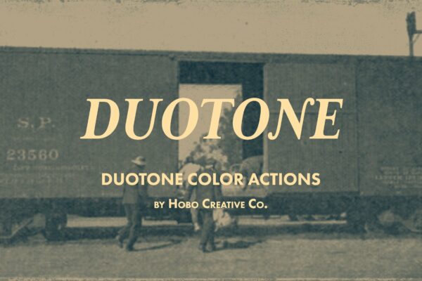 潮流复古做旧双色调照片处理特效PS动作模板 Duotone Color Actions