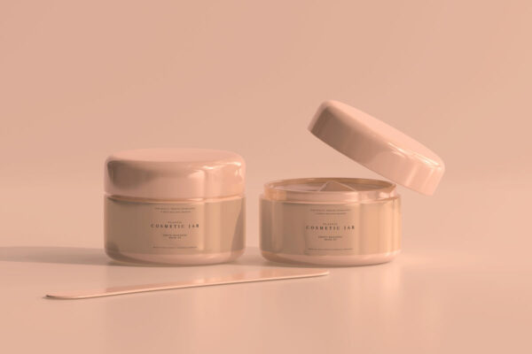 9个化妆品面霜包装罐纸盒设计贴图样机模板 Cosmetic Jar Mockup