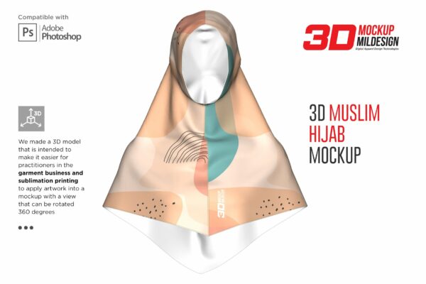 3D穆斯林头巾设计展示样机 3D Muslim Hijab Mockup