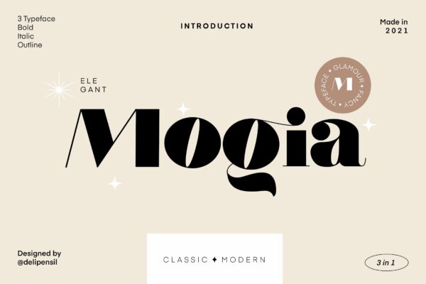 潮流现代酸性逆反差海报标题Logo英文字体设计素材 Mogia – Modern Classic Typeface