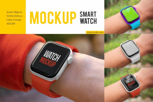 简约智能手表屏幕演示样机合集 Smart Watch Mockup Set